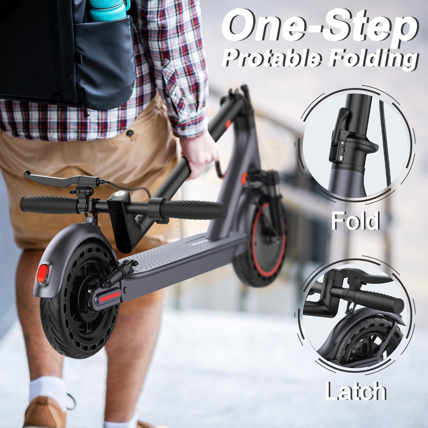 VOLPAM Electric Scooter, 350W/500W, 8.5"/10" Tires, 12/21/28 Miles Range, 16/19/22Mph, Folding E-Scooter with Dual Braking - Volt-Edge Technologies®