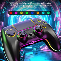 MYSTILUCK Wireless Controller For PS-5/Pro/PC/MAC/iOS/Android/Steam Deck, Gamepad with 7 Color RGB Lighting/Hall Effect Joystick/Dual Vibration/Turbo/Programmable/Headset Jack/Touchpad/1500 mAh Battery