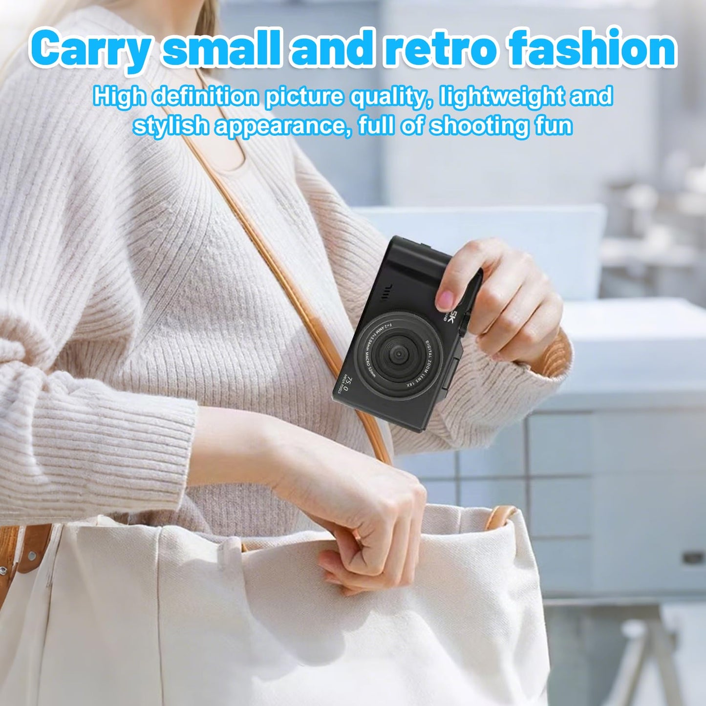 5k Digital Camera,75mp Cameras for Photography with 18x Optical Zoom & Autofocus,3" 180° Flip Screen,WiFi Vlogging Camera for YouTube Video,Photography Cameras for Beginners,With32GB Card & Flas - Volt-Edge Technologies®