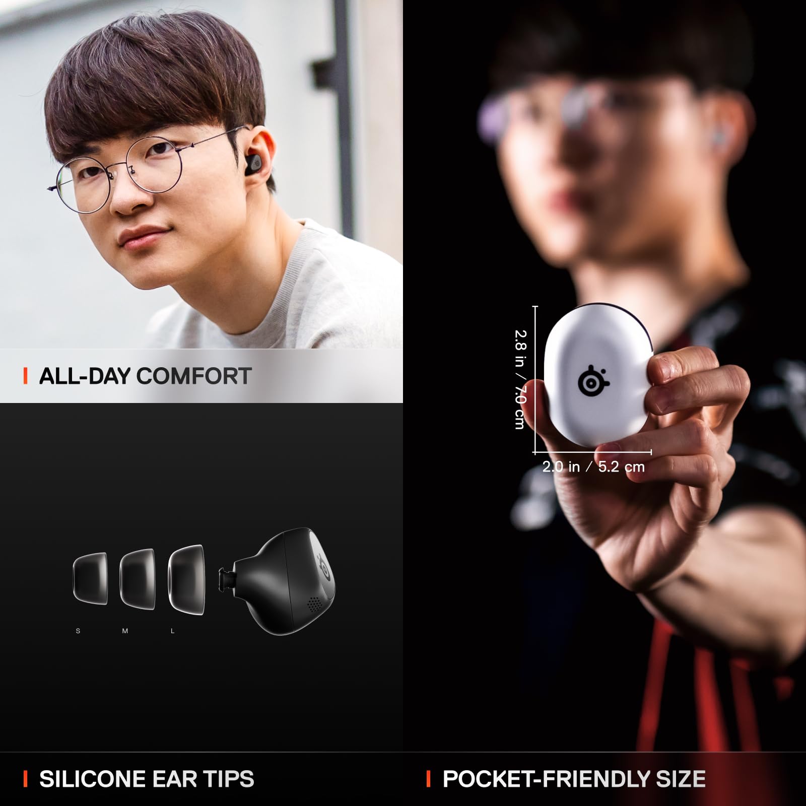 Arctis GameBuds for PlayStation/PC/Switch/Mobile — 2.4GHz + Bluetooth 5.3 Earbuds — Active Noise Cancelling — Mobile App Sound Presets — Water Resistant IP55 — 40H Battery with Qi Charging Case