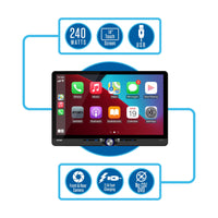 JENSEN J5CA14 14-inch Certified Apple CarPlay Android Auto Wired or Wireless | Maestro & Metra Axxess Ready | Single & Double DIN Car Stereo | SiriusXM Ready | Bluetooth | Front & Rear Camera Inputs