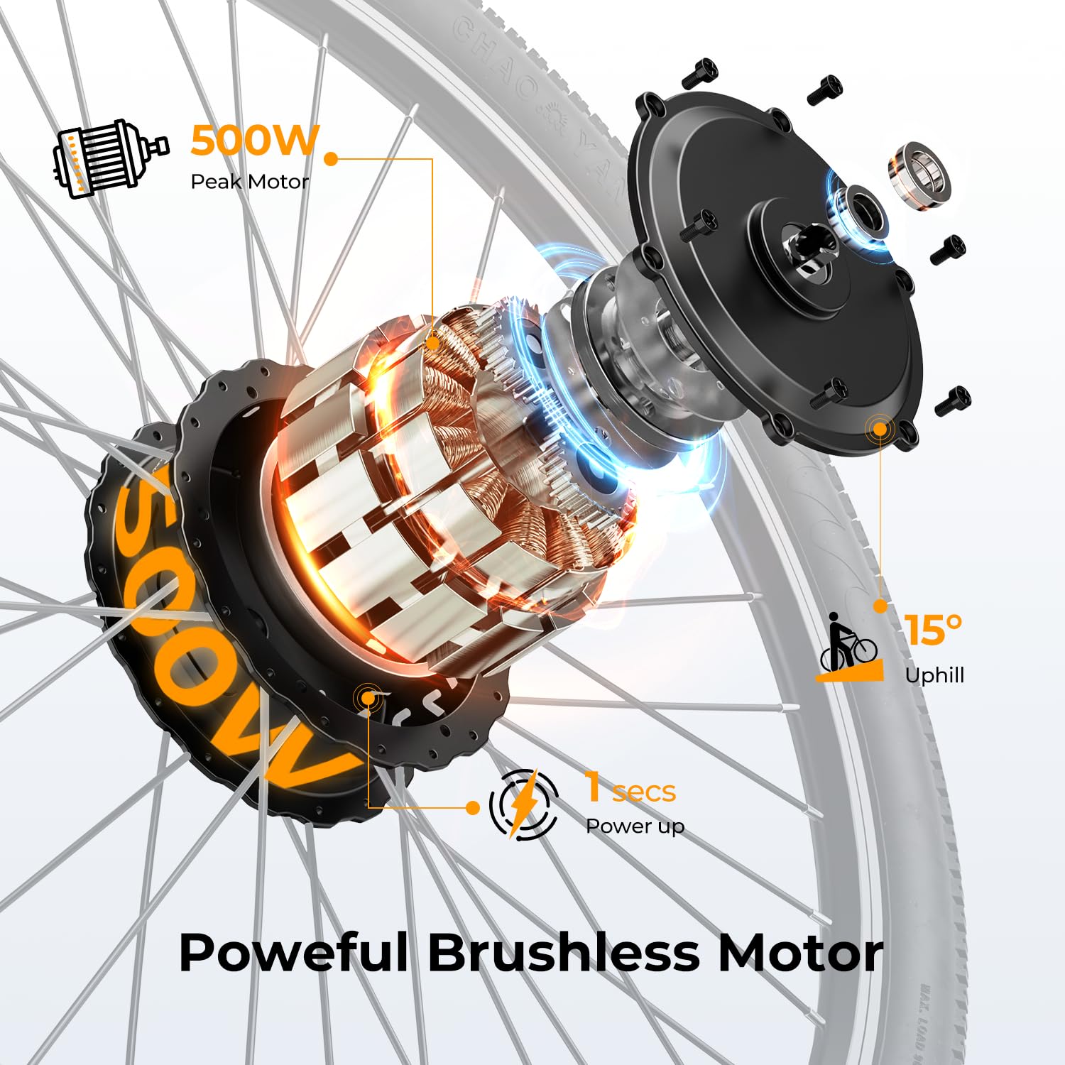 Jasion EB5 Electric Bike for Adults with Peak 750W Brushless Motor, 40Miles 20MPH Commuting Electric Mountain Bike with 360Wh Removable Battery, 7-Speed, 26" Tires and Front Fork Suspension