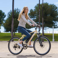 Jasion EB5 Electric Bike for Adults with Peak 750W Brushless Motor, 40Miles 20MPH Commuting Electric Mountain Bike with 360Wh Removable Battery, 7-Speed, 26" Tires and Front Fork Suspension