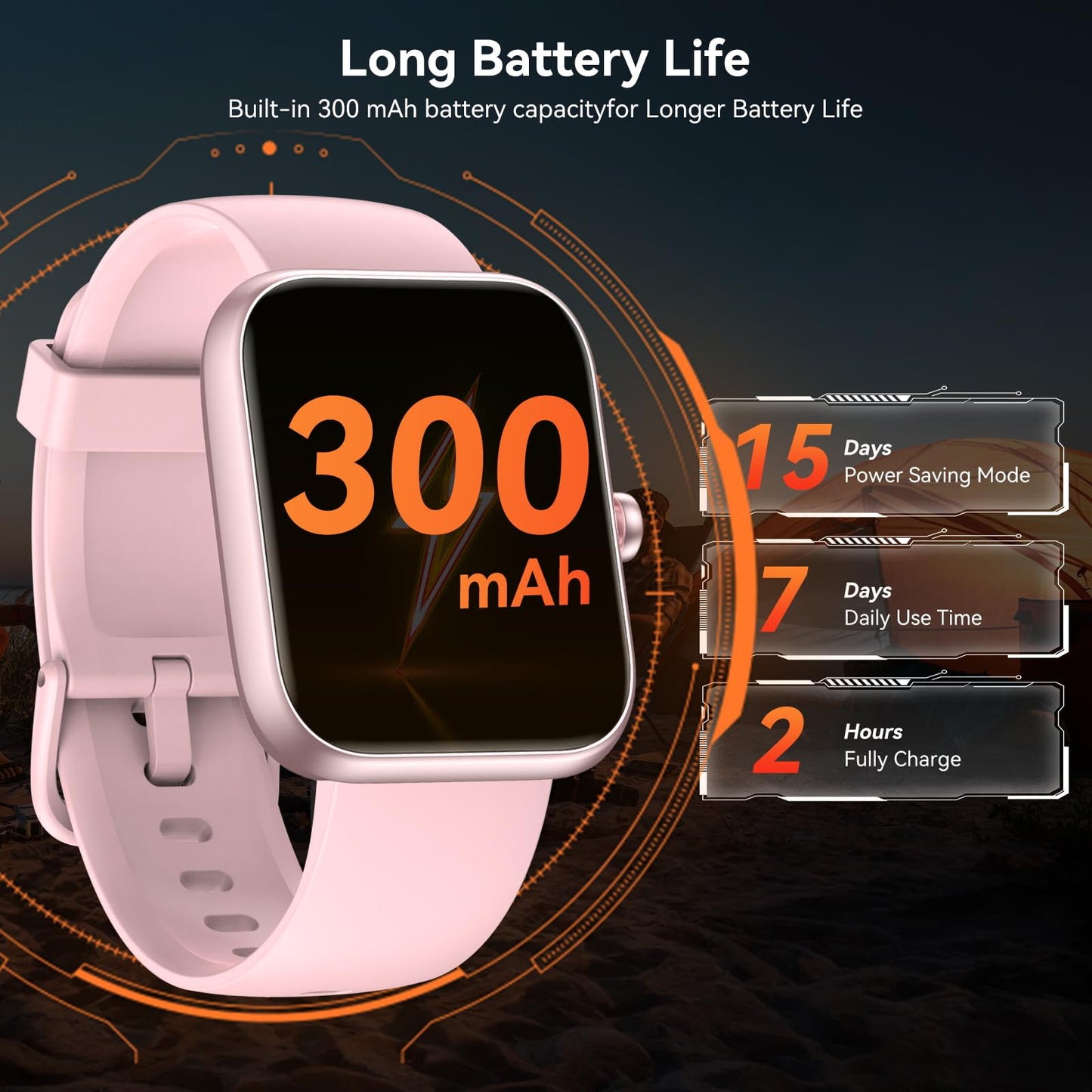 Smart Watch with Alexa Built-in, 1.83" HD Touchscreen Fitness Tracker, Bluetooth Notifications/Calls, IP68 Waterproof, 120+ Sport Modes, 24/7 Heart Rate & Sleep Monitor for iPhone Android iOS (Pink)