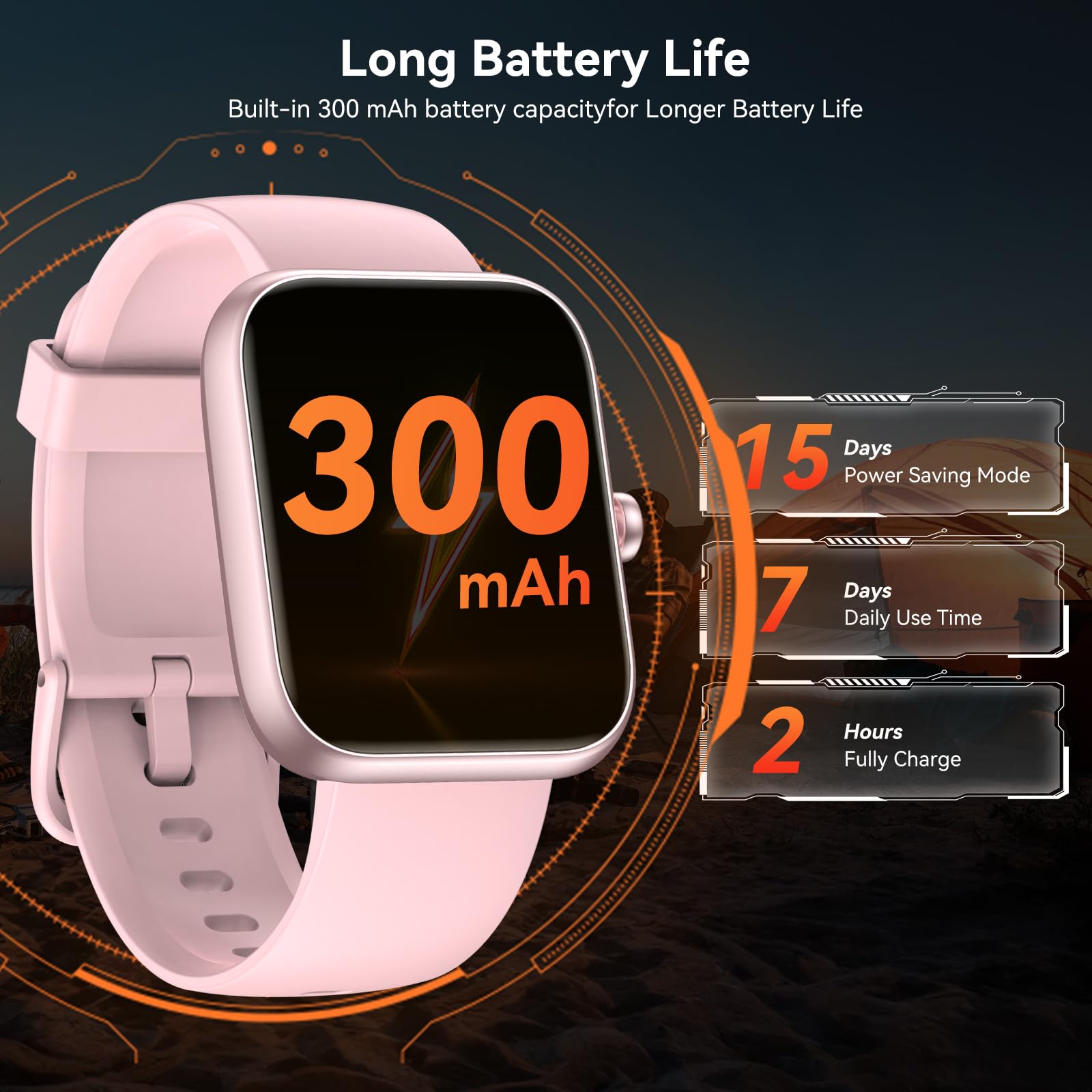 Smart Watch with Alexa Built-in, 1.83" HD Touchscreen Fitness Tracker, Bluetooth Notifications/Calls, IP68 Waterproof, 120+ Sport Modes, 24/7 Heart Rate & Sleep Monitor for iPhone Android iOS (Pink)