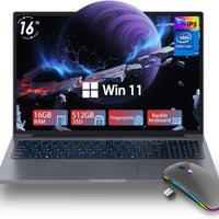 ZOLWAYTAC 16" Inch Laptops, Win 11Computer Laptop Gaming,16GB RAM 512GB SSD,N100 CPU(Up to 3.4GHz,12th),with WiFi/BT,Backlit Keyboard,5000mAh,Support Type C Charging,for Gaming,Business,Silver Gray