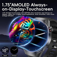 SEDSEY Military Grade Tactical Smart Watch for Men,1.75" Large Crystal Clear HD AMOLED Touchscreen Smartwatches for Android iOS,Fitness Tracker with 110+Sport Modes/Heart Rate/Sleep Monitor (Black)