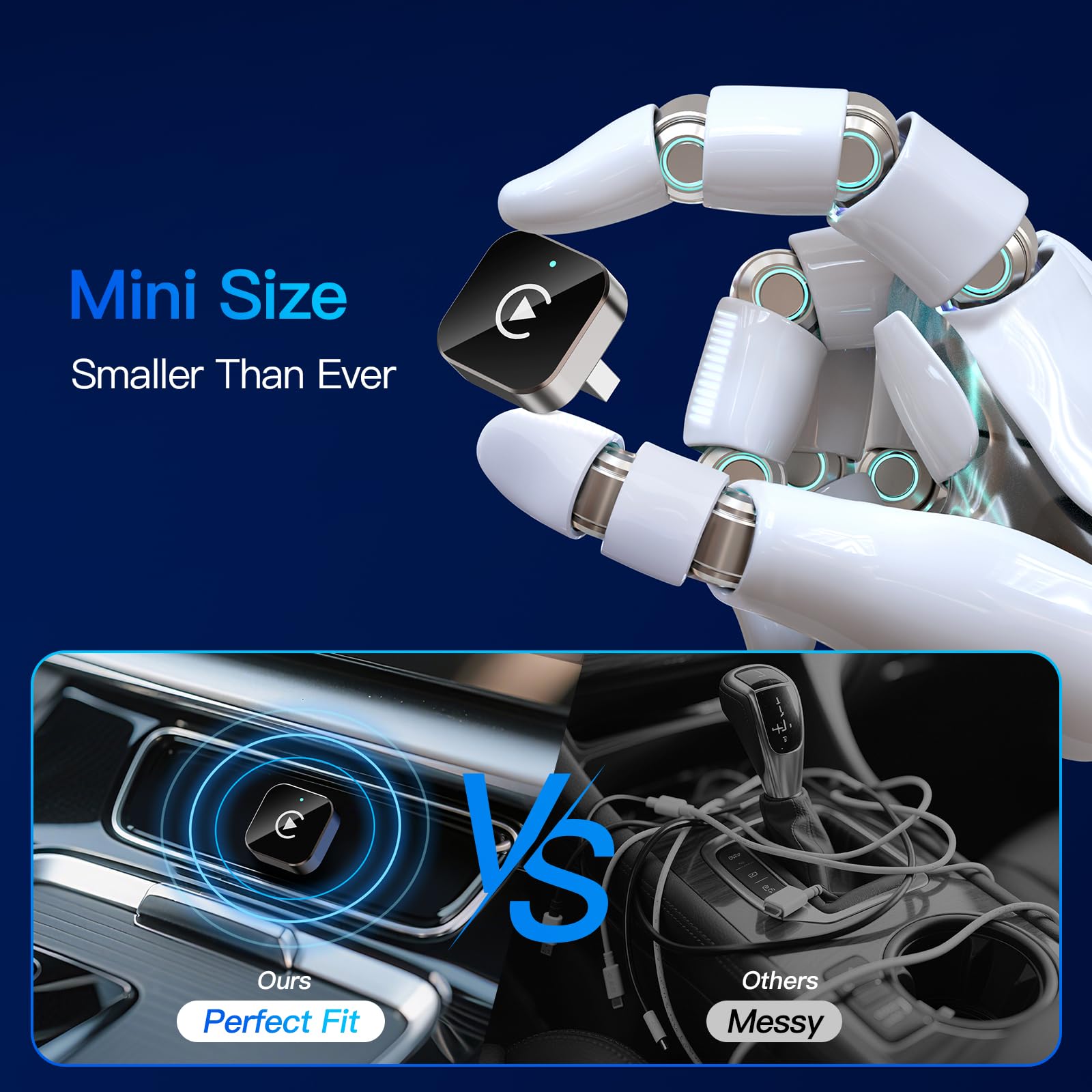 (2026 Upgraded) Wireless CarPlay Adapter for Apple iPhone＆Android, Small Size,Plug and Play,Fast and Stable Connection Wireless Adapter for CarPlay＆Android-No Latency to Screen