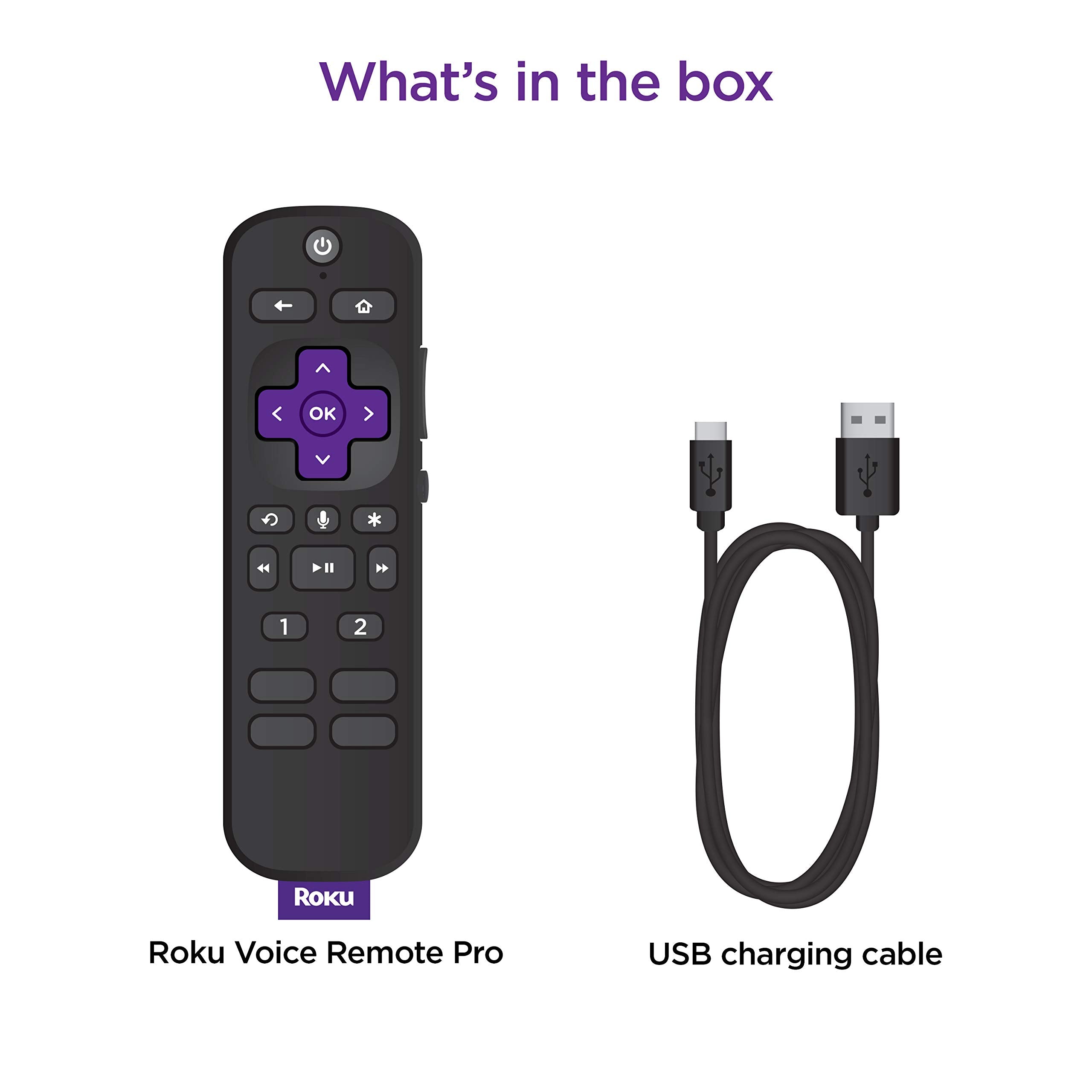 Roku Voice Remote Pro | Rechargeable with Hands-free Voice Controls, Headphone Mode & Lost Device Locator - Compatible with RokuTV, Players & Audio Devices
