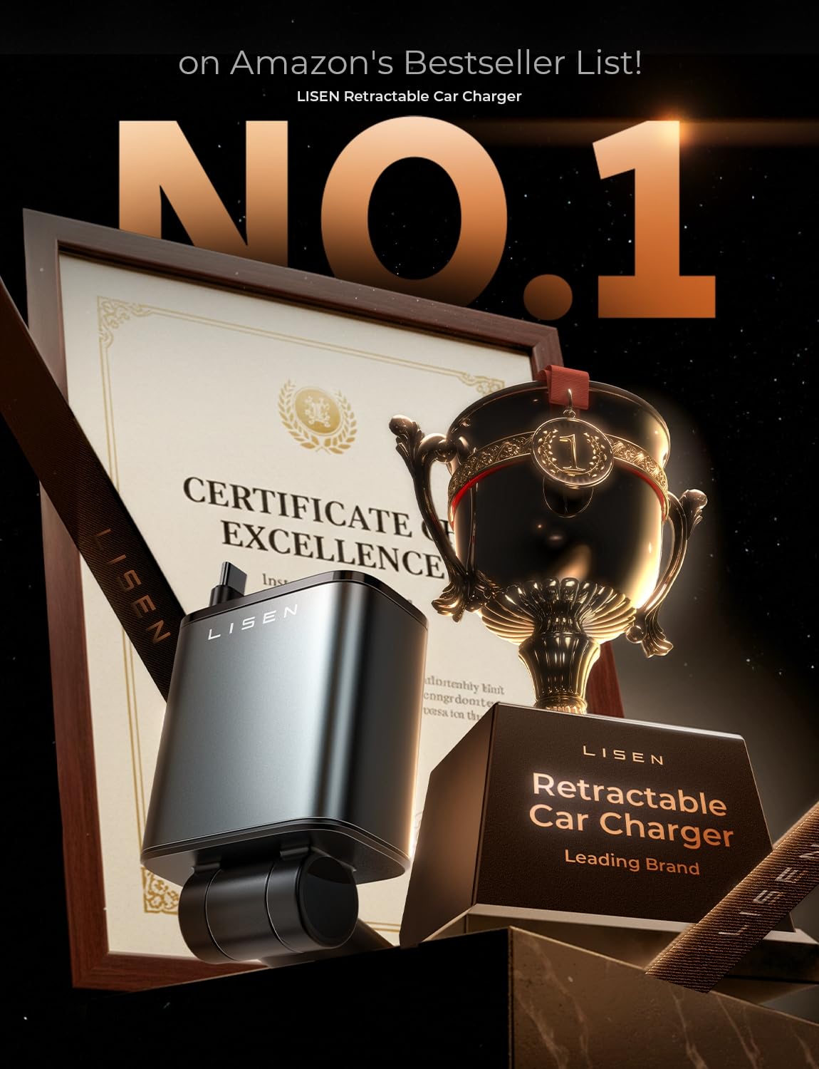 LISEN Retractable Car Charger, White Elephant Gifts for Men Women, 69W Cars Adapter USB C Fast Charger, Car Accessories for Women Men, Gifts for Dad Mom, for iPhone 17 Pro Max Air 16 15 14 13 12 Plus