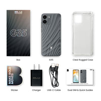 BLU G35 | 2025 | Unlocked | 6.5” HD+ Infinity Display | Dual 8MP Camera + LED Flash 5MP Selfie Camera | 32GB/3GB I US Version | US Warranty | Grey
