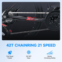 Totem Electric Bike for Adults, 750W Peak 26" Ebike for Men Women Teens with 375WH, 21 Speed, 20Mph, Up to 40Miles Front Suspension, Commuting E-Bike Mountain Bicycle - Volt-Edge Technologies®