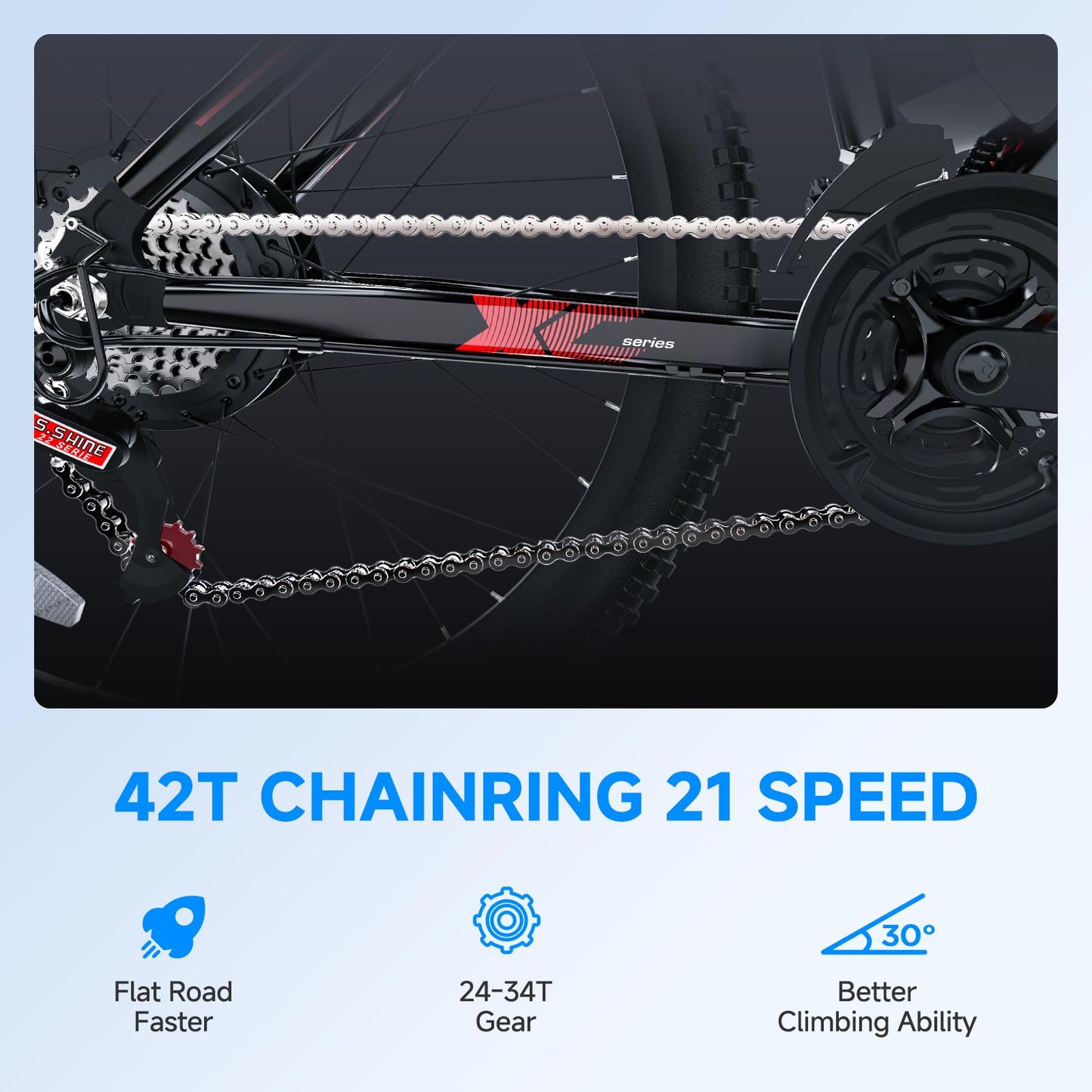 Totem Electric Bike for Adults, 750W Peak 26" Ebike for Men Women Teens with 375WH, 21 Speed, 20Mph, Up to 40Miles Front Suspension, Commuting E-Bike Mountain Bicycle - Volt-Edge Technologies®