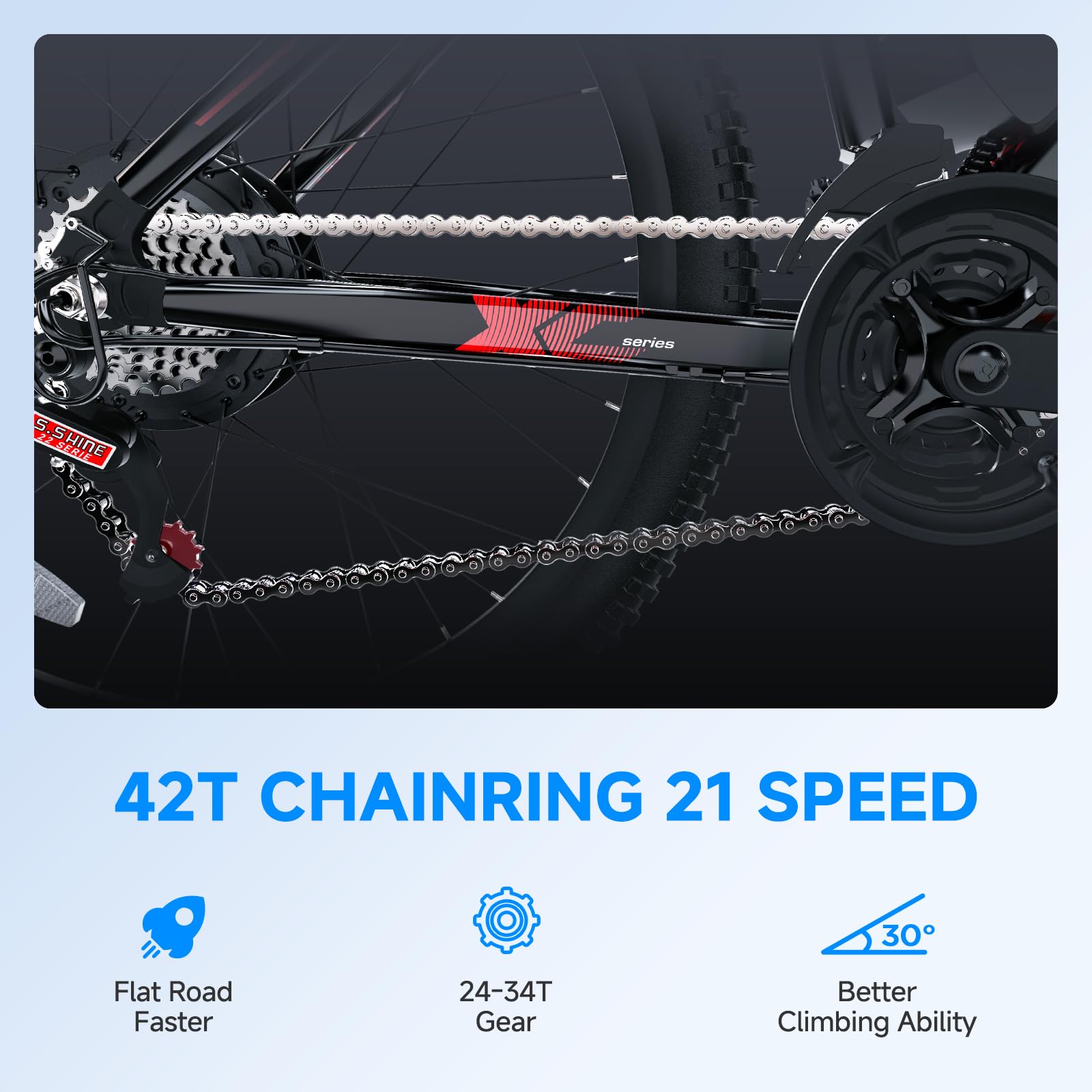 Totem Electric Bike for Adults, 750W Peak 26" Ebike for Men Women Teens with 375WH, 21 Speed, 20Mph, Up to 40Miles Front Suspension, Commuting E-Bike Mountain Bicycle - Volt-Edge Technologies®