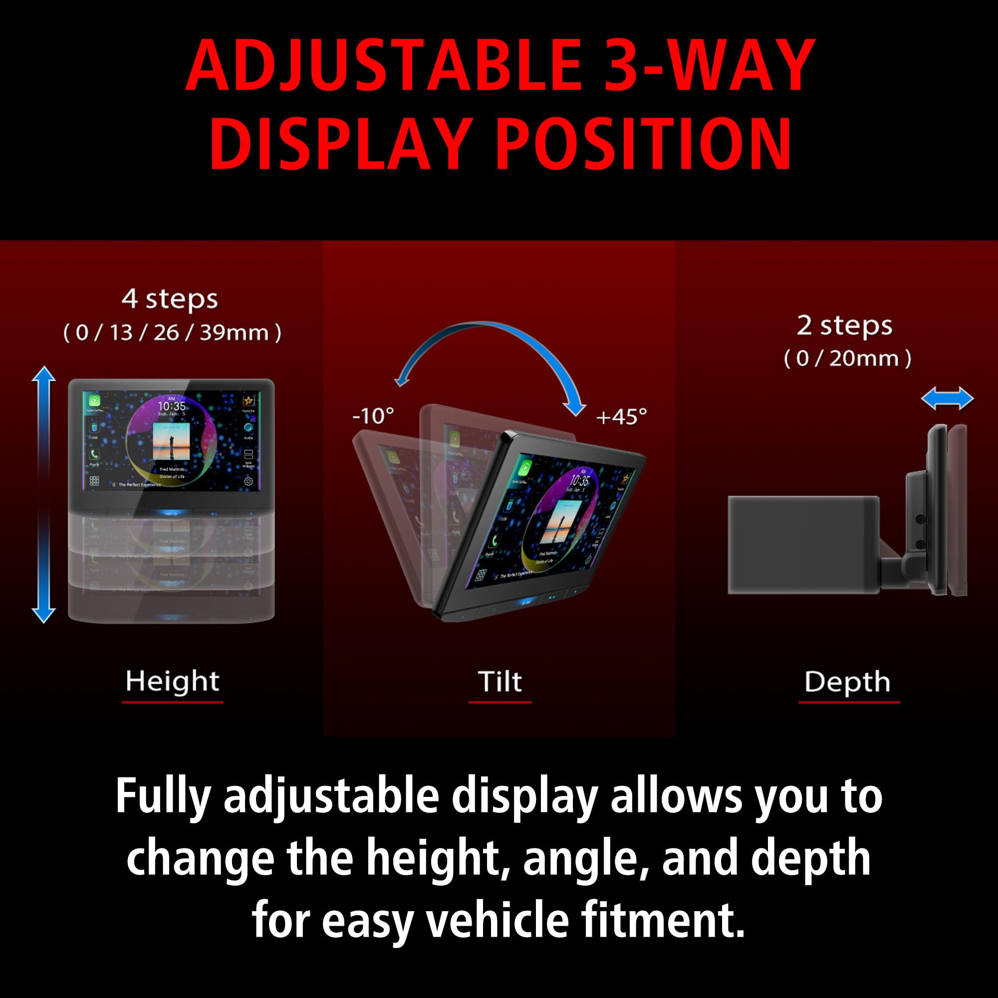 JVC KW-Z1000W Bluetooth Car Stereo Receiver with USB Port –10.1" Floating Touchscreen HD Display, AM/FM Radio - MP3 Player - Double DIN - Waze-Ready with Apple CarPlay or Android Auto (Black)