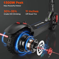 isinwheel Electric Scooter for Adults, 1000/800W Motor Up to 28 MPH, 37/28 Miles Range, APP Control, NFC Lock, 11/10" Off-Road Tires, Foldable Commuting E Scooter with Dual Suspension