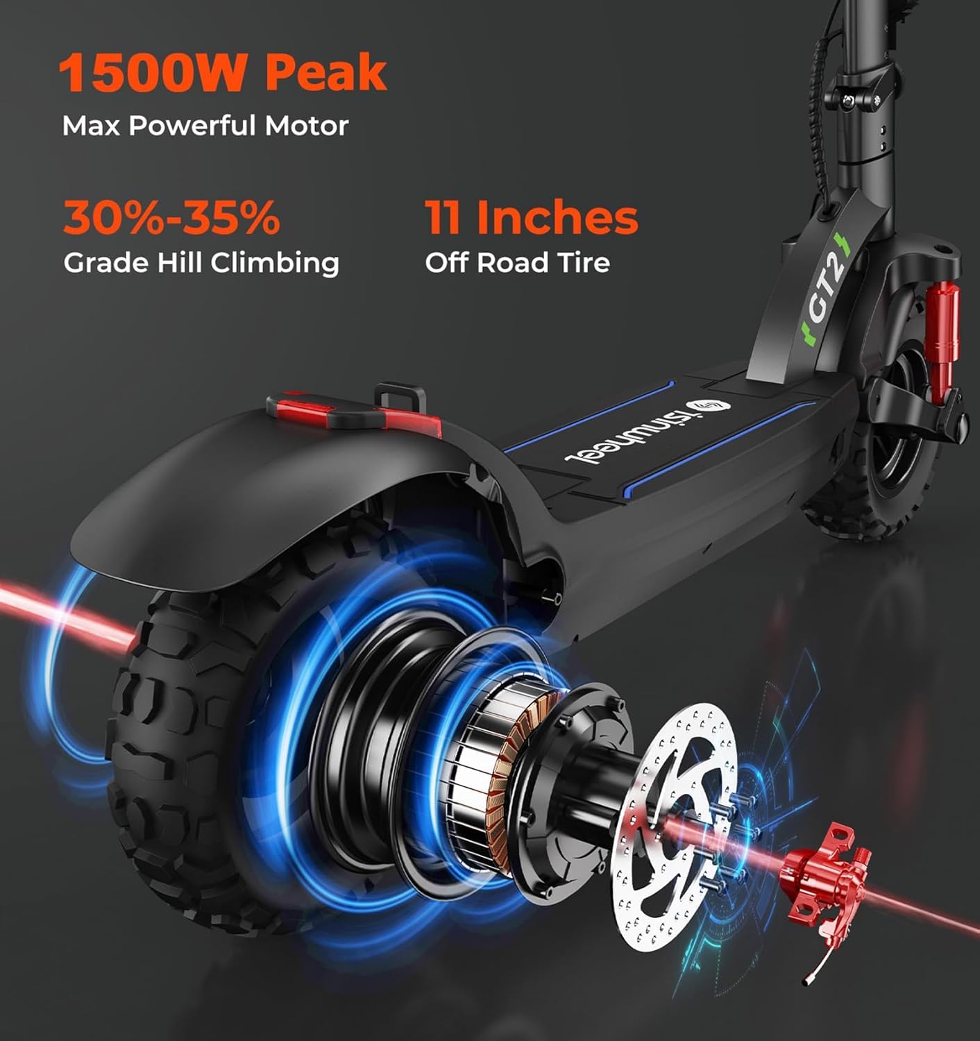 isinwheel Electric Scooter for Adults, 1000/800W Motor Up to 28 MPH, 37/28 Miles Range, APP Control, NFC Lock, 11/10" Off-Road Tires, Foldable Commuting E Scooter with Dual Suspension