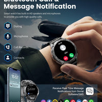 SUNKTA Military Smart Watches for Men,530mAh Large Battery,1.43" AMOLED Heart Rate/Sleep Monitor 5ATM Waterproof Smartwatch for Android iOS (Answer/Make Calls),Fitness Tracker with LED Flashlight