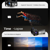 5K Video Camera Camcorder, UHD 64MP Vlogging Camera for YouTube with 3" 270° Rotatable Touch Screen, Digital Camera with IR Night Vision, 16X Zoom/WiFi/Webcam/HD/32GB Card/2 Batteries/Microphone