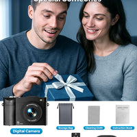 4K Digital Camera for Photography- 50MP Autofocus Vlogging Camera with 2.8" 180° Flip Screen, 16X Digital Zoom- Compact Point and Shoot Camera with 64GB SD for YouTube, Travel, Beginners - Volt-Edge Technologies®