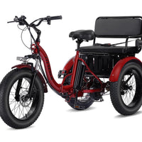 Adult Electric Tricycle 85% Pre-Assembled! Two-Person Electric Tricycle Senior Mobility Scooter Features Dual Storage Baskets & Rear Seat 500W Motor 48V 20Ah Battery（red）