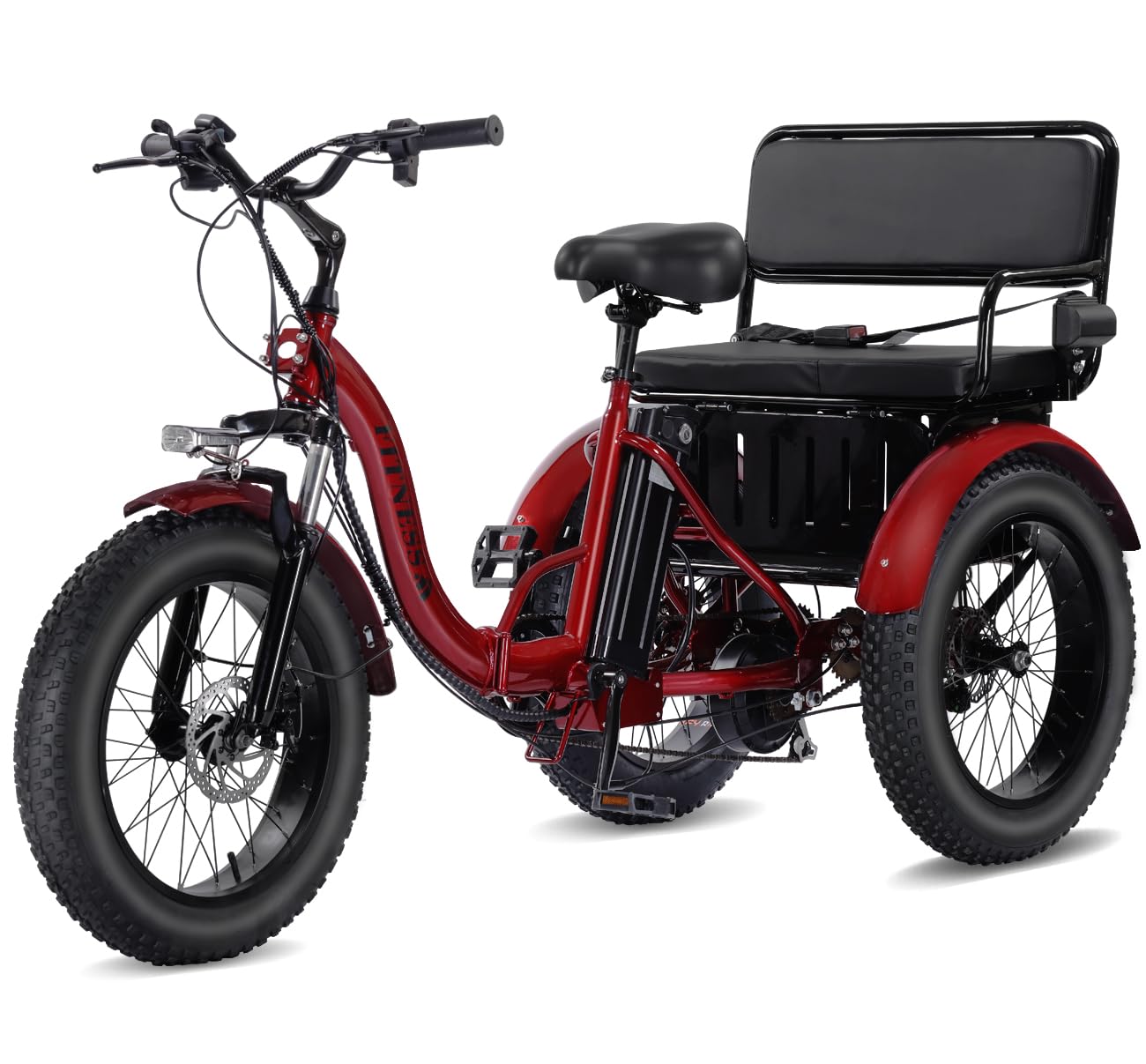 Adult Electric Tricycle 85% Pre-Assembled! Two-Person Electric Tricycle Senior Mobility Scooter Features Dual Storage Baskets & Rear Seat 500W Motor 48V 20Ah Battery（red）