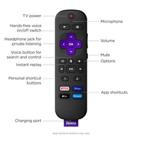 Roku Voice Remote Pro | Rechargeable with Hands-free Voice Controls, Headphone Mode & Lost Device Locator - Compatible with RokuTV, Players & Audio Devices