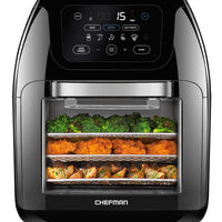 CHEFMAN Multifunctional Digital Air Fryer+ Rotisserie, Dehydrator, Convection Oven, 17 Touch Screen Presets Fry, Roast, Dehydrate, Bake, XL 10L Family Size, Auto Shutoff, Large Easy-View Window, Black