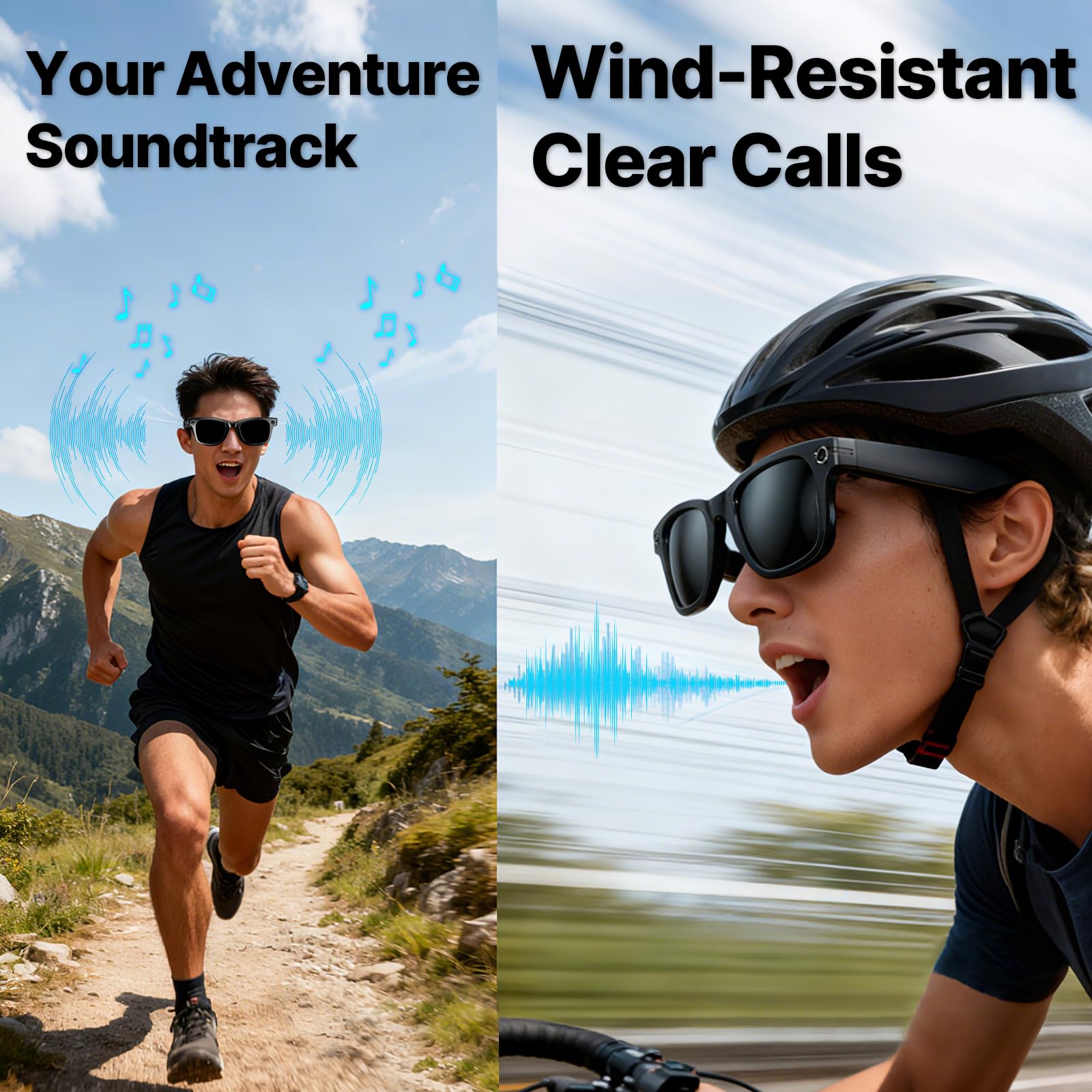 AI Smart Glasses with Camera, 800W HD 1200P Video Recording with Anti-Shake, Real-Time Translation, Object Recognition, Open-Ear Audio for Music & Clear Calls, Bluetooth WiFi App, IP65 Waterproof 32GB