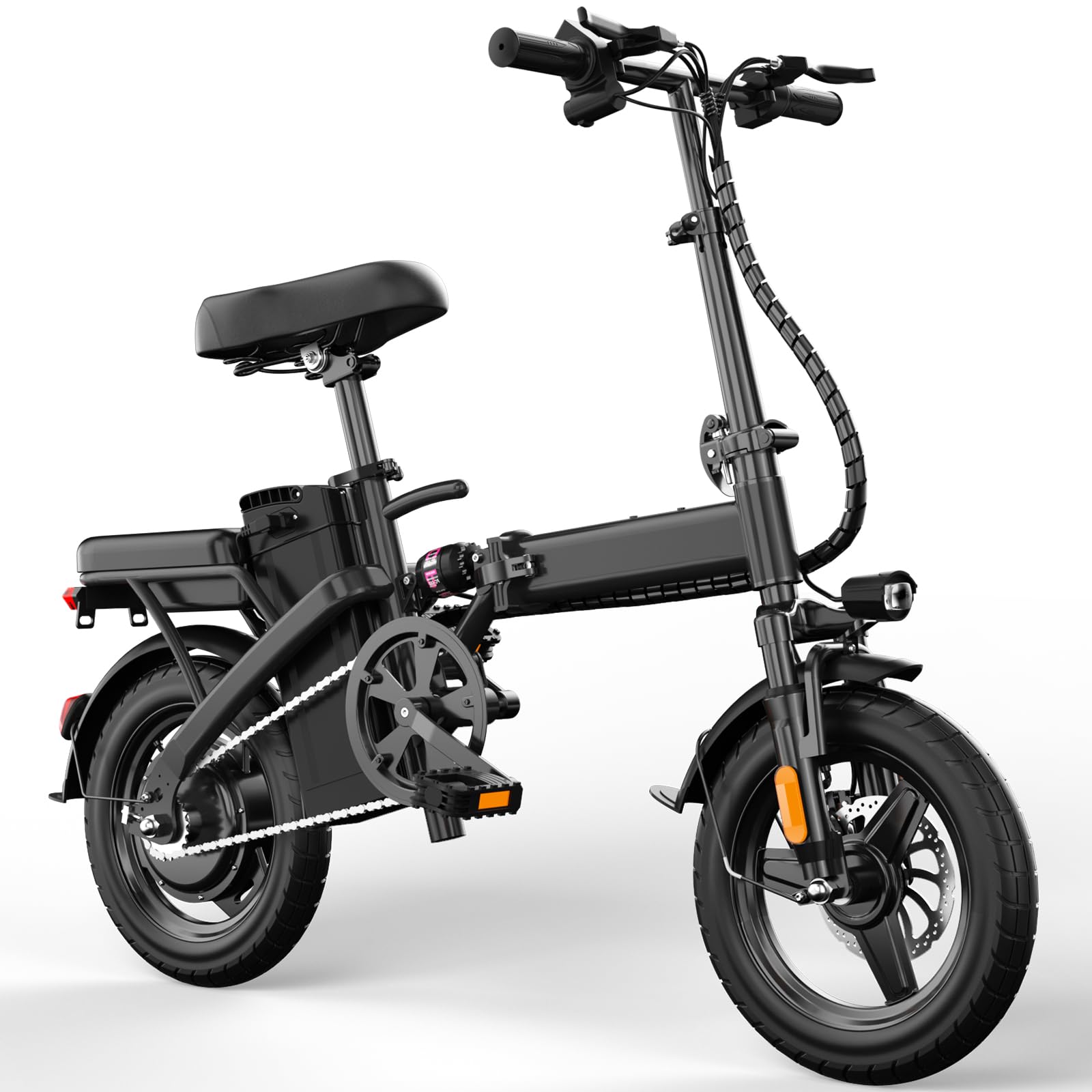 Folding Electric Bike for Adults and Teens, 14" Foldable E-Bike with 500W Motor, Commuter Mini Ebike with 48V Removable Battery UL 2849 Certified, Electric Bicycle with 25 Miles PAS Range (Black) - Volt-Edge Technologies®