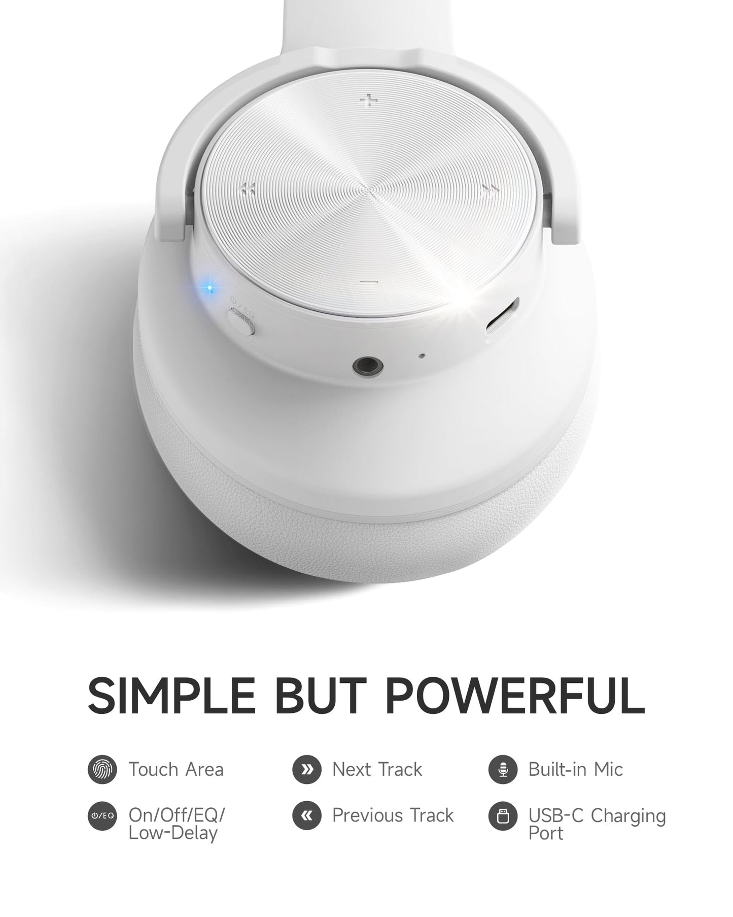 Picun B8 Bluetooth Headphones, 120H Playtime Headphone Wireless Bluetooth with 3 EQ Modes, Low Latency, Hands-Free Calls, Over Ear Headphones for Travel Home Office Cellphone PC Black