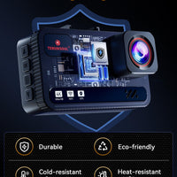 TERUNSOUl 4K+4K Dash Cam Front and Rear, Free 128GB Card Included, 5.8GHz WiFi Dash Camera for Cars, Built-in GPS, G-Sensor, 170°Wide Angle, 3" IPS Screen, 24H Parking Mode, Support 512GB Max