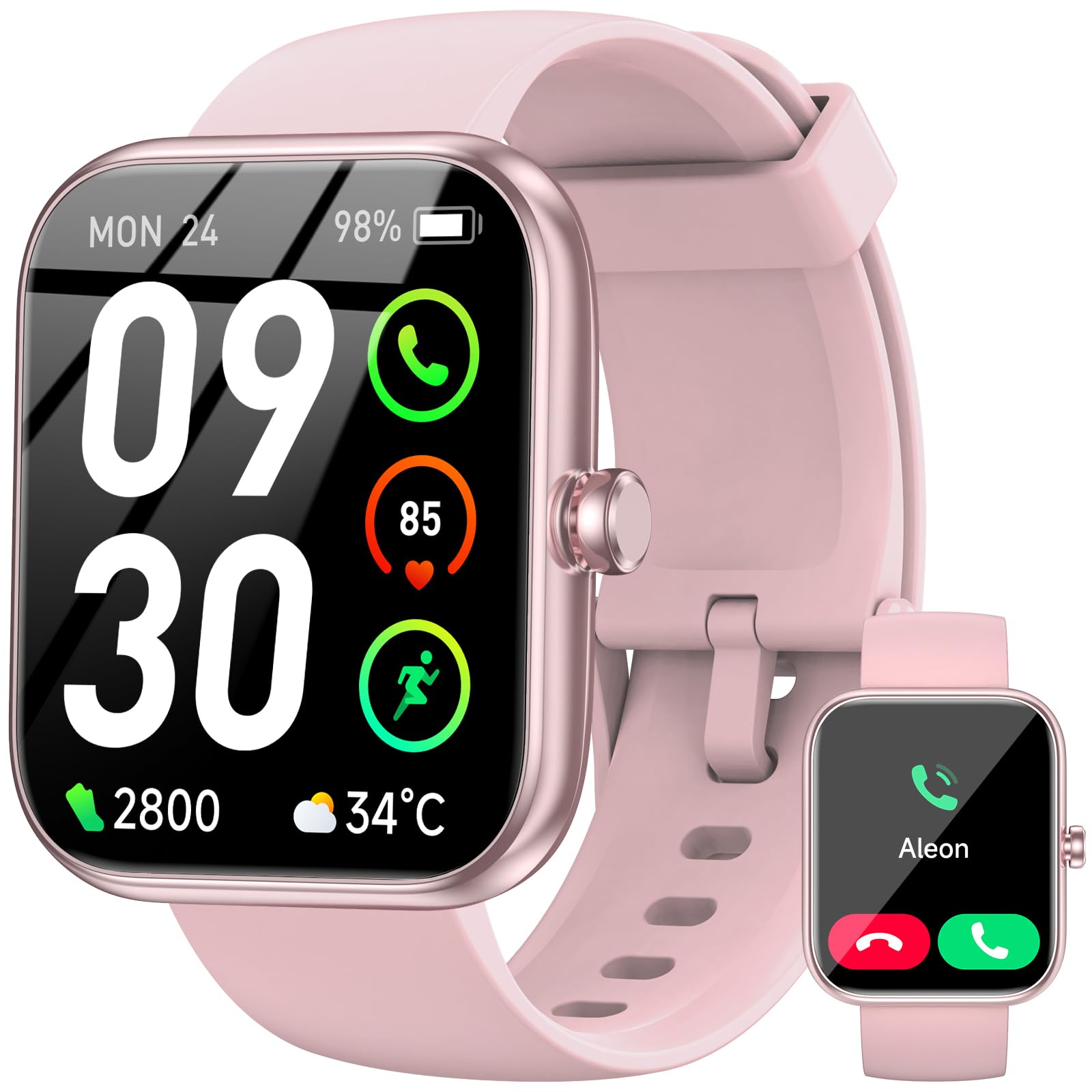 Smart Watch with Alexa Built-in, 1.83" HD Touchscreen Fitness Tracker, Bluetooth Notifications/Calls, IP68 Waterproof, 120+ Sport Modes, 24/7 Heart Rate & Sleep Monitor for iPhone Android iOS (Pink)