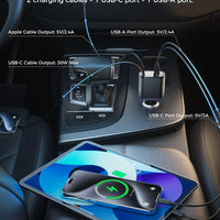 【Upgraded】 SUPERONE Retractable Car Charger 4 in 1, Fast Car Phone Charger with Cord 2.6ft, USB C and Apple Car Adapter, Compatible with iPhone 17 16 15/15 Pro Max/14/13/12/11, Galaxy, Pixel