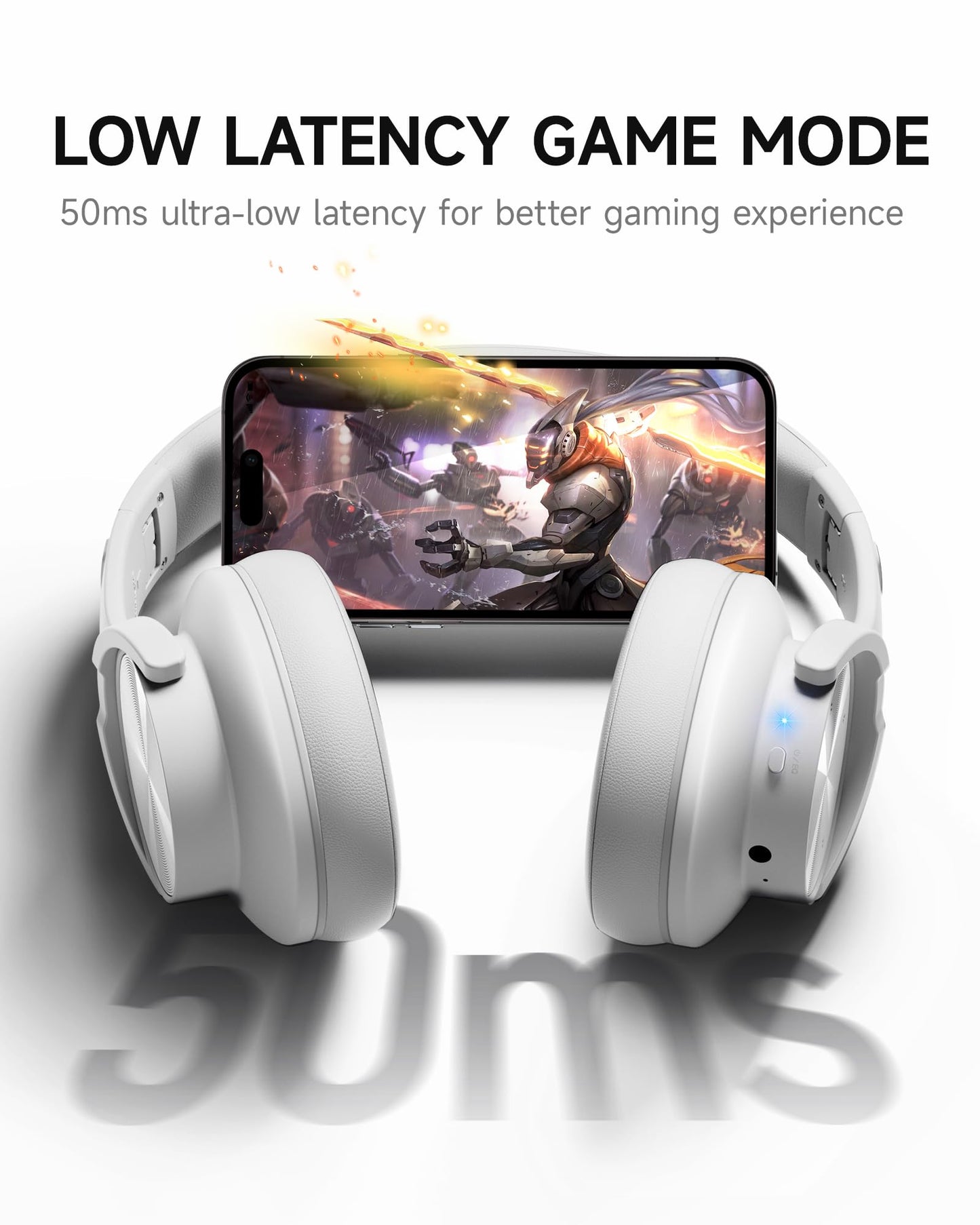 Picun B8 Bluetooth Headphones, 120H Playtime Headphone Wireless Bluetooth with 3 EQ Modes, Low Latency, Hands-Free Calls, Over Ear Headphones for Travel Home Office Cellphone PC Black