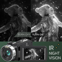 Suttie 4K Video Camera Camcorder Ultra HD 80MP Vlogging Camera for YouTube 18X Digital Zoom 3.0" IPS 270° Screen IR Night Vision Camcorder Recorder with 32GB SD Card, Lens Cap and 2 Batteries