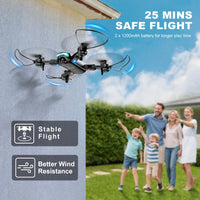Drone with Camera, Foldable Drone for Beginners with 1080P Camera, Upgrade Altitude Hold, Circle/Rotating/Waypoint Fly, 3D Flip, One Key Start, 3 Speed Mode, 2 Batteries