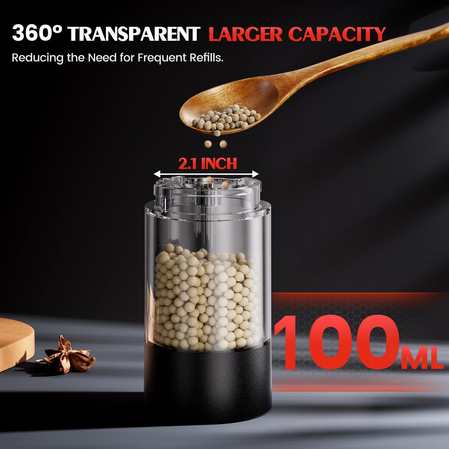 Electric Salt and Pepper Grinder Set Automatic Battery Pepper Mill Shakers Adjustable Coarseness Upgraded Larger Capacity with Led Home and Kitchen Appliances for New House Warming Gifts