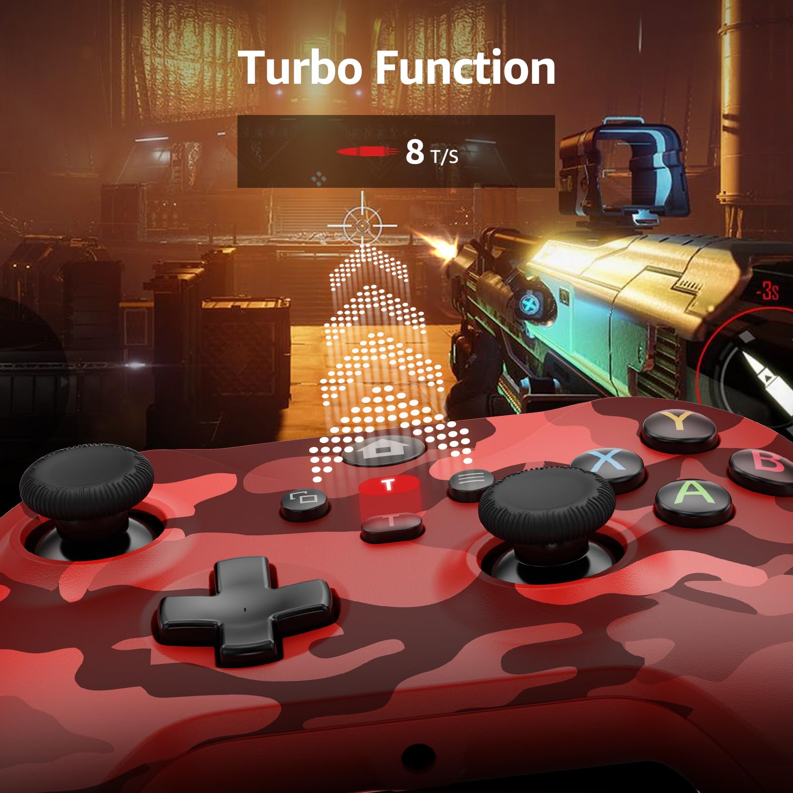 GMVOX Wireless Controller for XBOX, Gaming Controller Support Turbo/3.5MM Audio Jack/Dual Vibration, Controller Compatible with XBOX One/ One S/X, XBOX Series S/X, PC, IOS, Android Platforms,with 2.4g Adapter,Camo Red