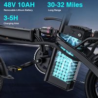 Electric Bike for Adults and Teens, 560W Motor 24MPH Compact Commuter Folding Ebike, 32 Miles Range, 48V 10Ah Battery, 3-Level Pedal Assist, 14" Foldable Mini Electric Bicycle, UL 2849 Certified