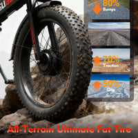 Folding Electric Bike for Adults, 3000W Peak Ebike, 48V 23Ah Removable Battery, Dual Motor 26" Fat Tire E-Bike, Up to 35MPH & 60 Miles Range, All-Terrain Electric Dirt Bike for Mountain & City Ride