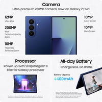 Samsung Galaxy Z Fold7 Cell Phone, 512GB AI Smartphone, Unlocked Android, AI Photo Edits, Large Screen, Long Battery Life, 2025, US 1 Yr Manufacturer Warranty, Blue Shadow
