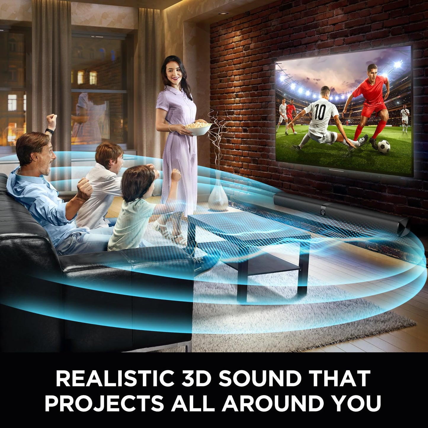 Assistrust Sound Bar for Smart TV, 60W Soundbar with Bluetooth/ARC/Opt/AUX Connect, Auto Volume Boost, 3 Equalizer Modes, 2 in 1 Detachable Soundbar for TV/PC/Gaming/Projectors - Volt-Edge Technologies®