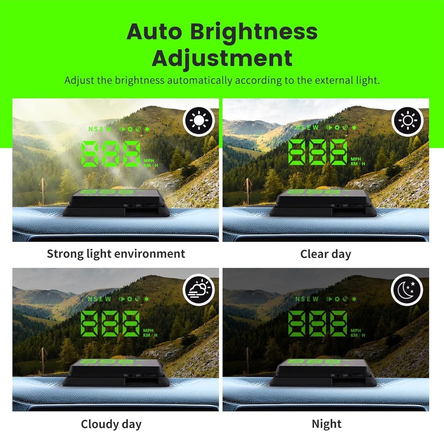 KUOWEIHUD Heads up Display for Cars,Car HUD,Head up Display for Car,Car Speedometer Display,Automatic Brightness Adjustment,Speeding Alert,USB Cable Plug & Play
