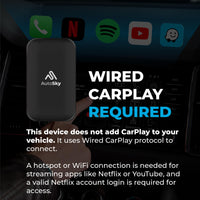 AutoSky AI Box Lite – Wireless CarPlay & Android Auto Adapter with Netflix & YouTube – Plug & Play CarPlay Converter – Works with Factory Wired CarPlay Systems (2016+)