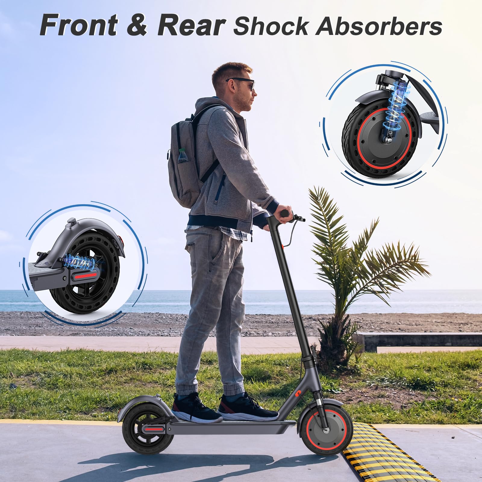 VOLPAM Electric Scooter, 350W/500W, 8.5"/10" Tires, 12/21/28 Miles Range, 16/19/22Mph, Folding E-Scooter with Dual Braking - Volt-Edge Technologies®