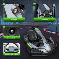 JYXKART Go Karts for Adults, PRO Electric Go Kart Build in 1500W*2 AC Brushless Motor with 54V8A Removable Lithium Battery and Handbrake, 40km/h High Speed Drifting Gokart for Ages 14+ Up to 2m/200kg