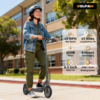 Electric Scooter for Adults, Max Speed 19 MPH, Up to 12 Miles Range, 350W Motor Adult E-Scooter, 8.5" Solid Tire, Foldable Scooter with Dual Braking, Smart APP, Light Control for Campus, Commuter - Volt-Edge Technologies®