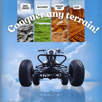 Zyliathor Electric Go Kart, 48V 2000W Brushless, 3-Speed+Reverse, Chain Drive, Hydraulic Rear Disc Brake, LED Headlight, 6" All-Terrain Tires — Off-Road/Private Property—Black