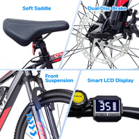 Totem Electric Bike for Adults, 750W Peak 26" Ebike for Men Women Teens with 375WH, 21 Speed, 20Mph, Up to 40Miles Front Suspension, Commuting E-Bike Mountain Bicycle - Volt-Edge Technologies®